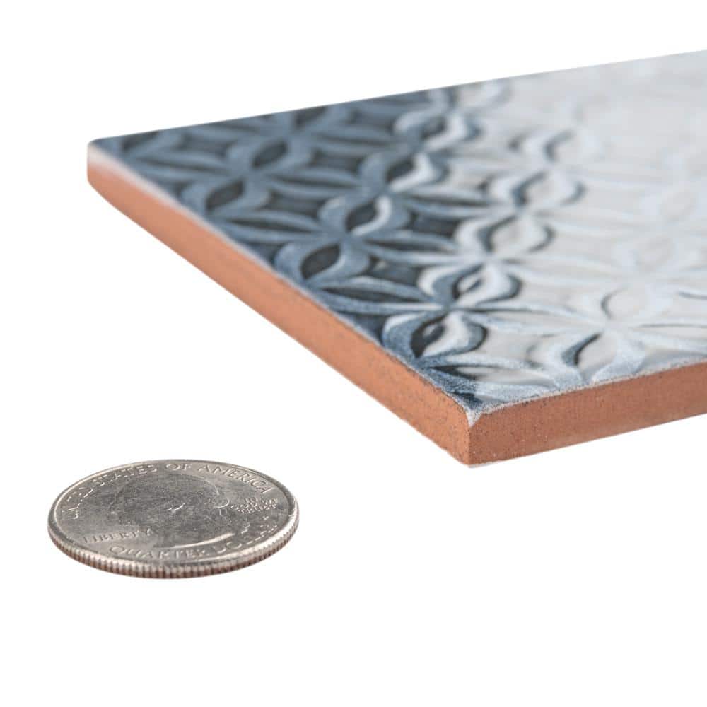 Camden 8" x 4" Azurro Ceramic Patterned Subway Tile