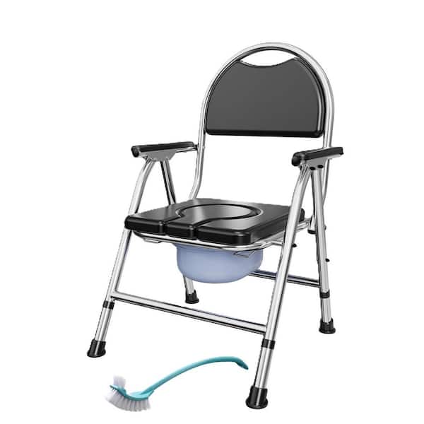 Upgraded Safety Commode Toilet Seat for Elderly and Disabled, Potty Chair with Detachable Armrest, 16.3 in. Seat Width