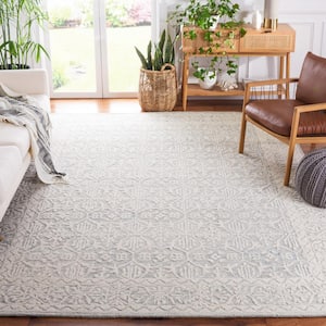 Metro Light Gray/Ivory 8 ft. x 10 ft. Floral Border Area Rug