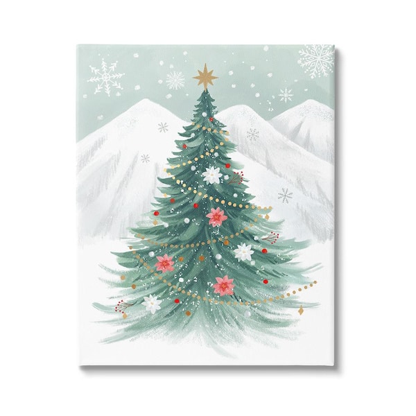 Stupell Industries Subtle Christmas Tree in Snow by Sharon Lee 1-Piece Unframed Graphic Print Nature Poster Art Print 20 in. x 16 in.