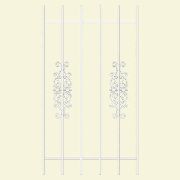 Unique Home Designs Victorian Scrolls 30 in. x 54 in. White 6-Bar Window Guard-DISCONTINUED