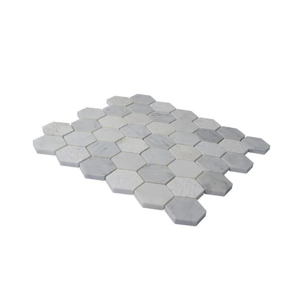 Apollo Tile Gray 11.8 in.x12 in. Honeycomb Hexagon Marble