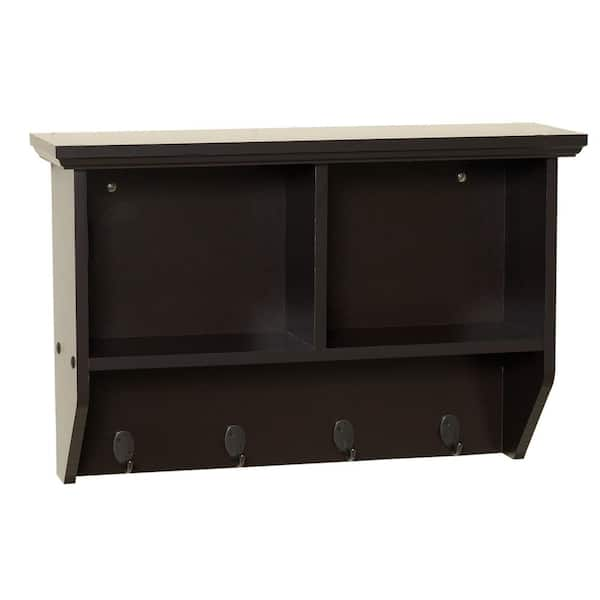 Zenna Home Collette 23 in. W Wall Cubby Shelf in Espresso