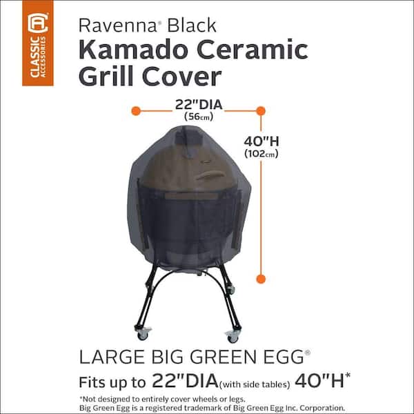 Ravenna 22 in. Dia x 40 in. H Kamado Ceramic Grill Cover in Black