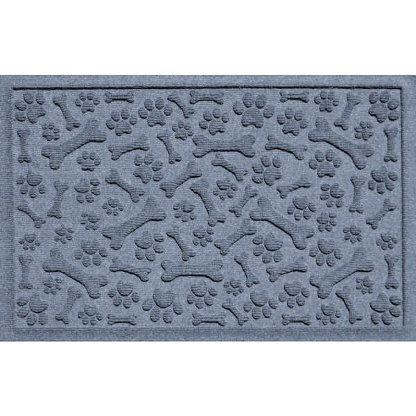 Aqua Shield Paws and Bones 23 in. x 35 in. Recycled Polyester Mat Bluestone