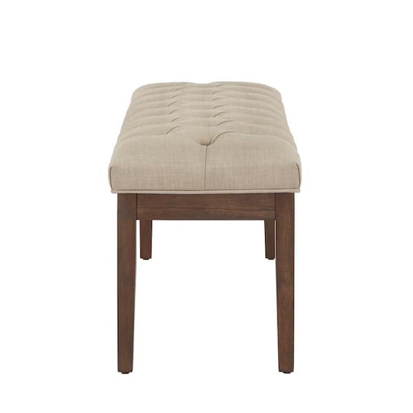 HomeSullivan Brown Finish Beige Premium Tufted Reclaimed 52 in. Upholstered Bench (53.5 W x 16 D x 19 in. H)