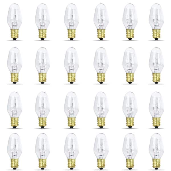 Feit Electric 10-Watt C7 Dimmable Candelabra E12 Base Incandescent Appliance Light Bulb, Soft White 2700K (24-Pack)
