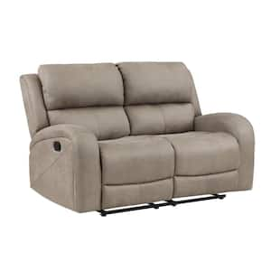 61.5 in. Pillow Top Arm Microfiber Rectangle Recliner Loveseat Sofa in. Brown