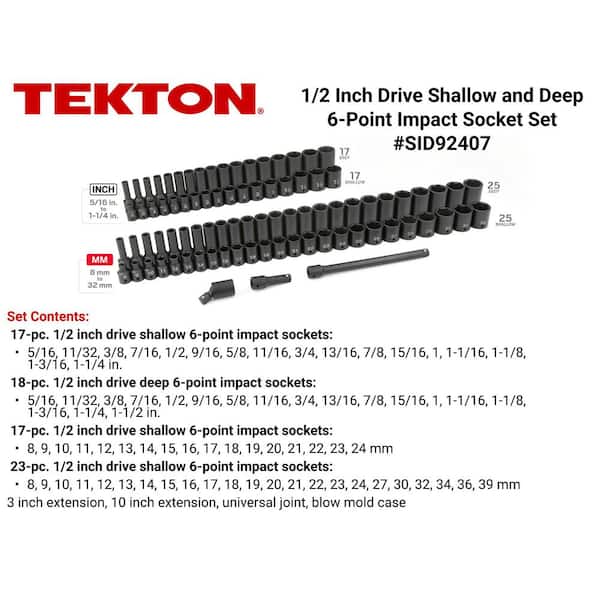 1/2 in. Drive 6-Point Impact Socket Set, 87-Piece (5/16 in. - 1-1/4 in., 8 mm - 32 mm)