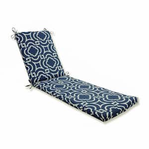 23 x 30 Outdoor Chaise Lounge Cushion in Blue/White Carmody