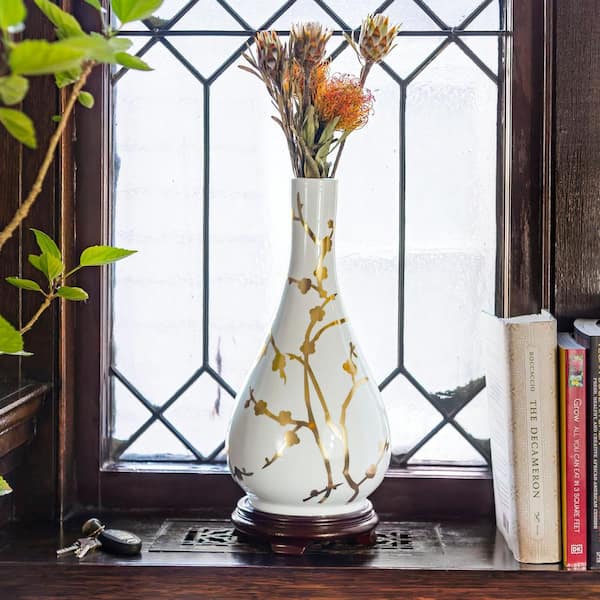 14 in. Gold Branches Flower Decorative Vase