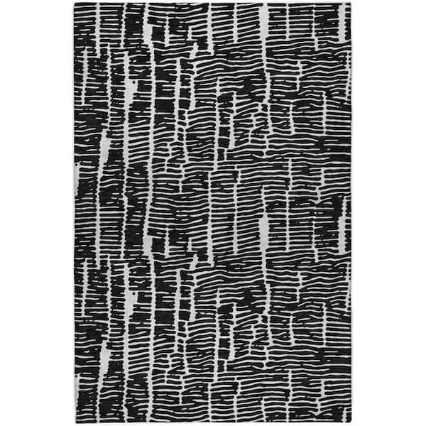 Dream Shag Premium Machine Washable Abstract ADS830 Black 5 ft. x 7 ft. 6 in. Area Rug