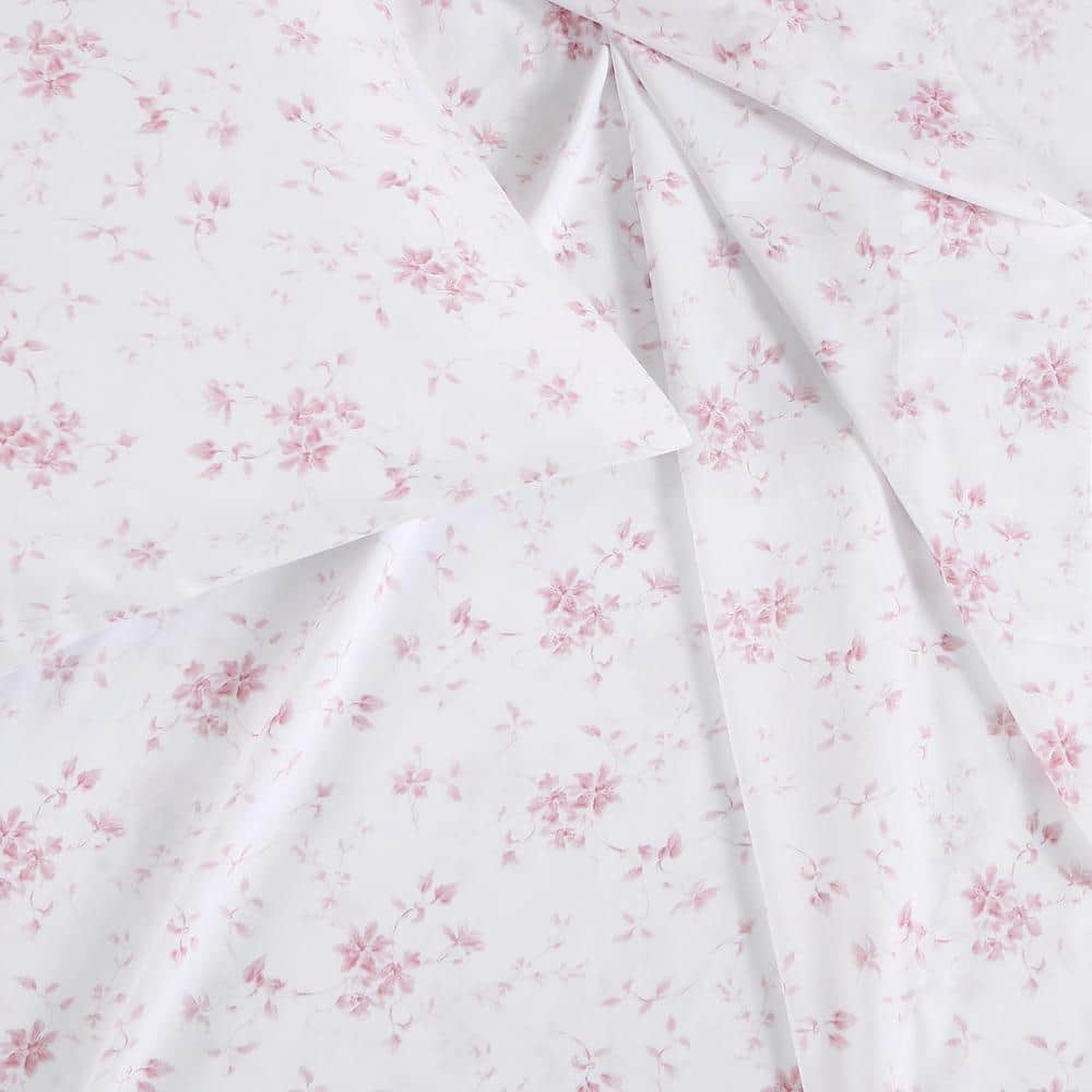 Queen Blue Floral Cotton Deep Pocket Sheet Set