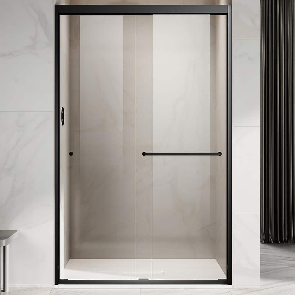 UKD06 46 to 49 in. W x 72 in. H Double Sliding Semi-Frameless Shower Door in Matte Black, EnduroShield Clear Glass price history on PriceWatchPro