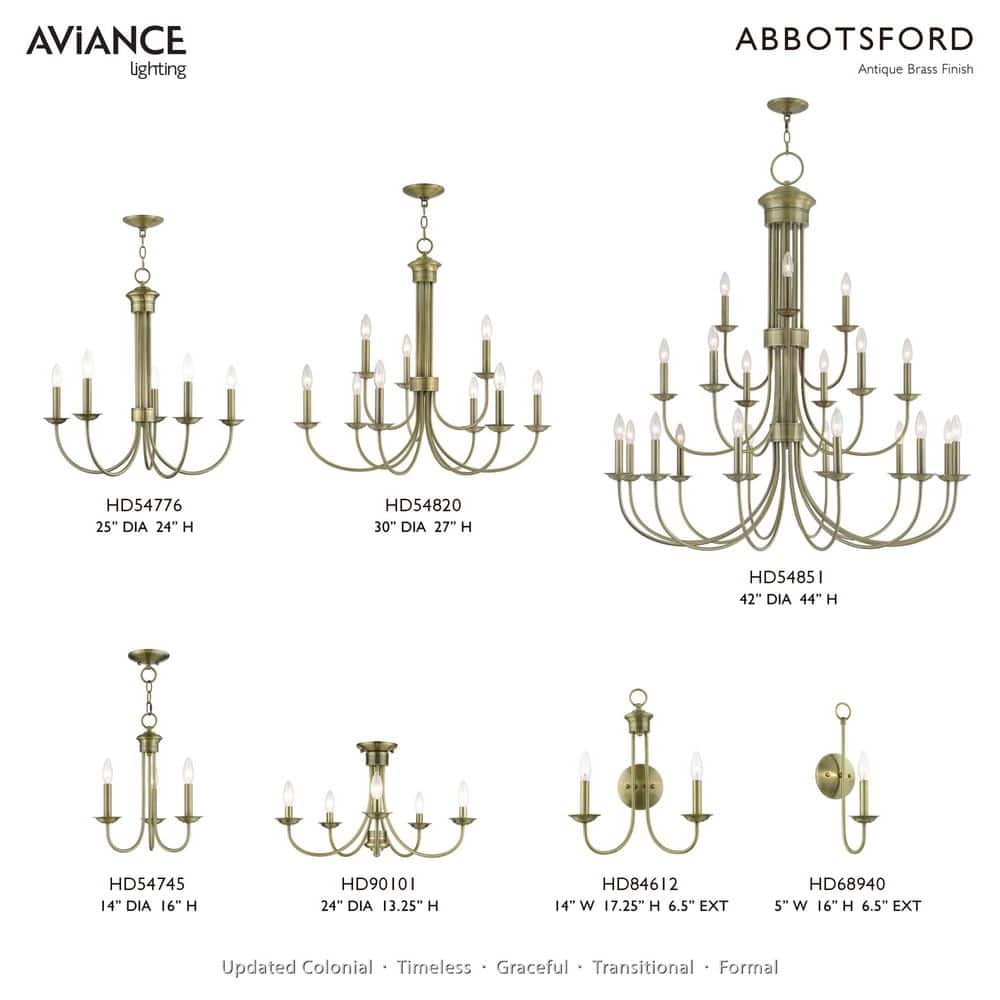 Estate Antique Brass 5-Light Candelabra Chandelier