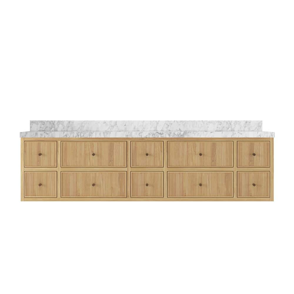 Sonoma Floating 84 in. H Double Sink Freestanding Light Natural Bath Vanity with Carrara Marble Top Unassembled price history on PriceWatchPro