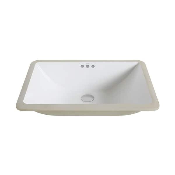 Kraus Elavo Large Rectangular Ceramic Undermount Bathroom Sink In White With Overflow Kcu 251 The Home Depot Kraus Elavo Large Rectangular Ceramic, Rectangular Vanity Sinks White