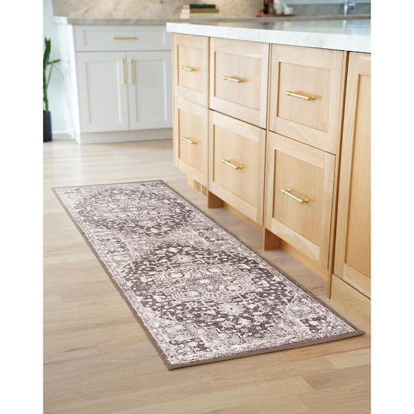 Magic Traditional Brown and Cream 2 ft. x 7 ft. Oriental Indoor Runner Rug