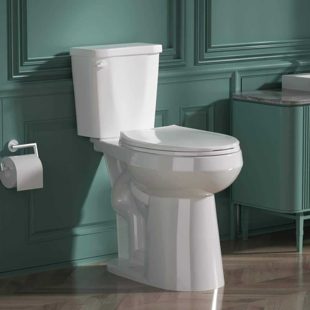 Kuomih 21 in. Extra Tall Toilet 2-Piece 1.28 GPF Single Flush Round ...