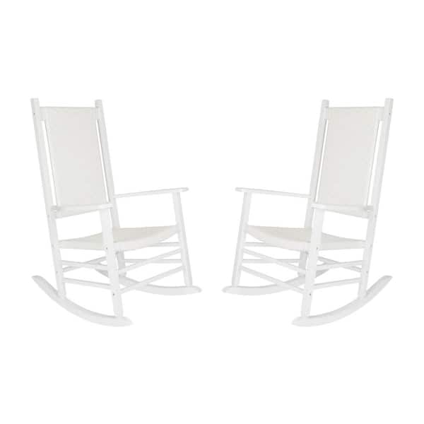 Shine Company White Wood Outdoor Rocking Chair