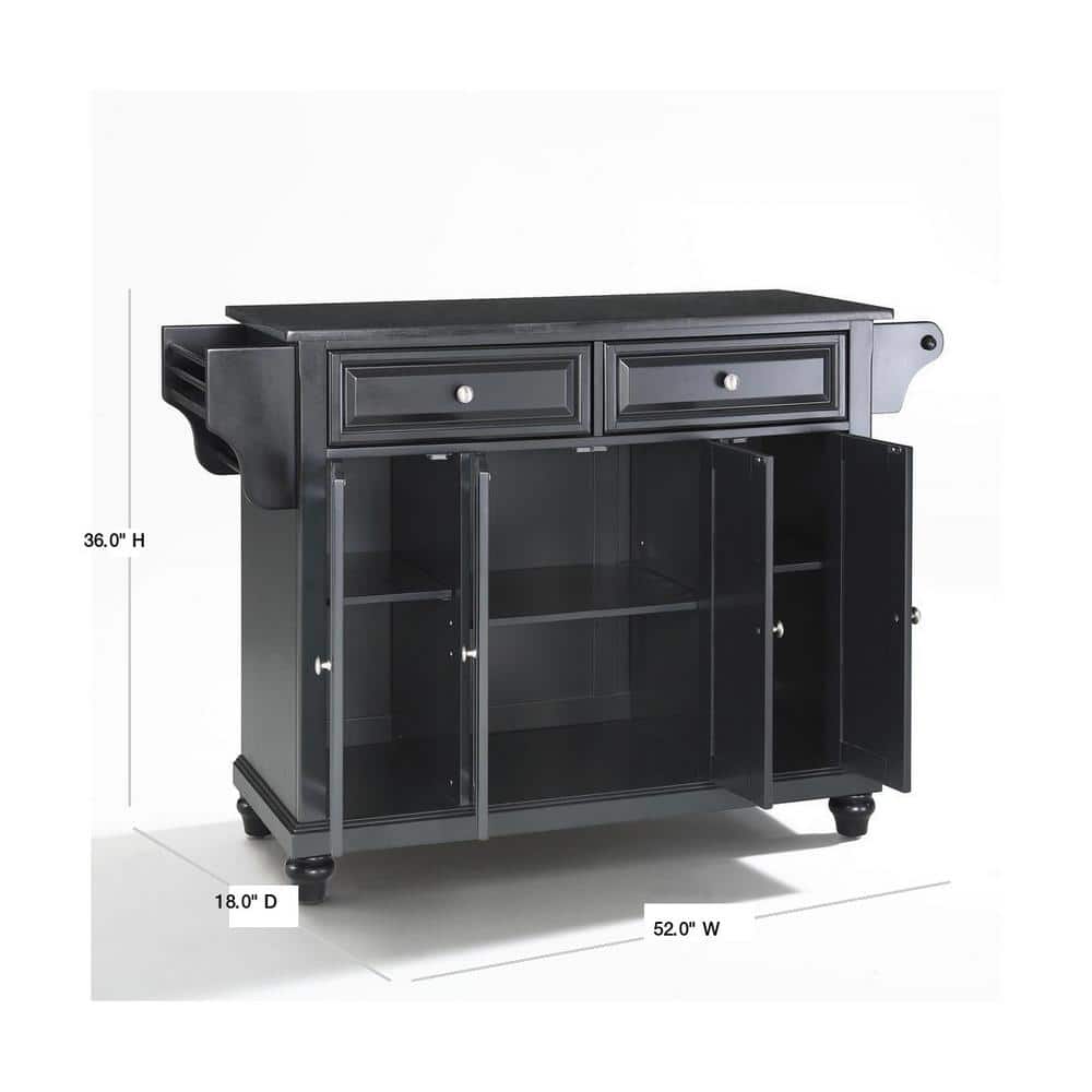 Cambridge Black Granite Top Kitchen Island in Cherry & Black