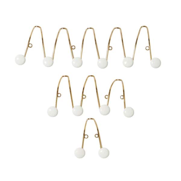Litton Lane 5 In X 17 Gold Metal Glam Wall Hook Set Of 3 46299 The Home Depot - Gold Wall Hooks Home Depot