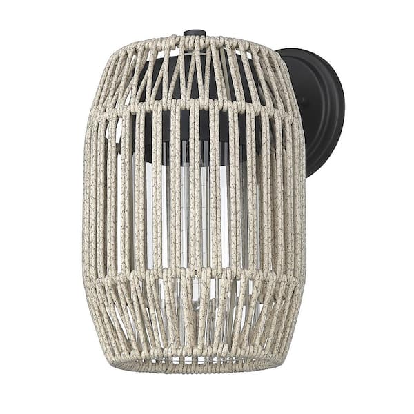 Golden Lighting Seabrooke Natural Black Outdoor Hardwired Wall Sconce