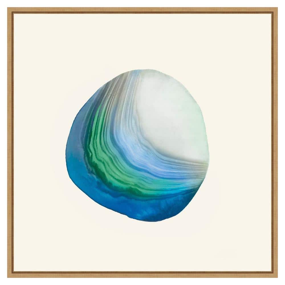 Metamorphism III Blue and Green Abstract Canvas Print with Maple Frame