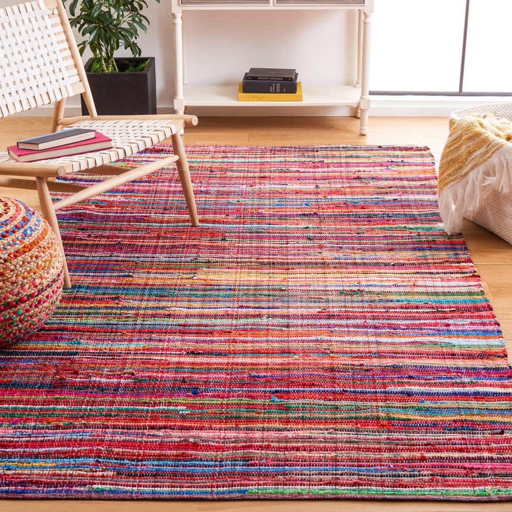 Red and Multicolor Handwoven Cotton Area Rug, 2'6" x 4'