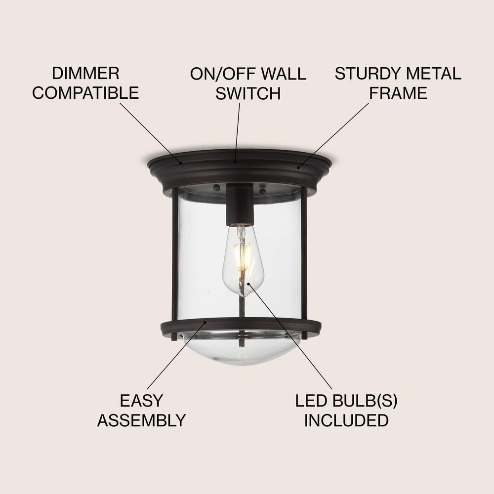Harbor-Inspired 10.25" Oil Rubbed Bronze Glass LED Ceiling Light
