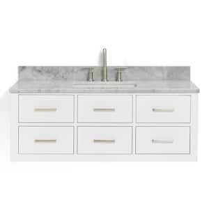 Hutton 49 in. W x 22 in. D x 18.85 in. H Bath Vanity in White with Carrara White Marble Top