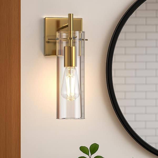 5 in. Gold Wall Sconce Modern Glass Shade Wall Light Fixture for Bathroom, Bedroom, Kitchen and Hallway (2-Pack)
