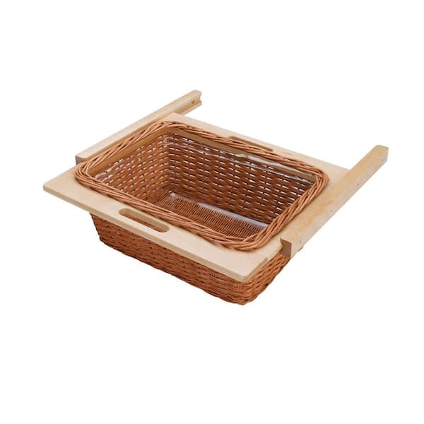 Rev-A-Shelf 22 in. Rattan Basket with Euro Rails and Clear Plastic Liner-DISCONTINUED