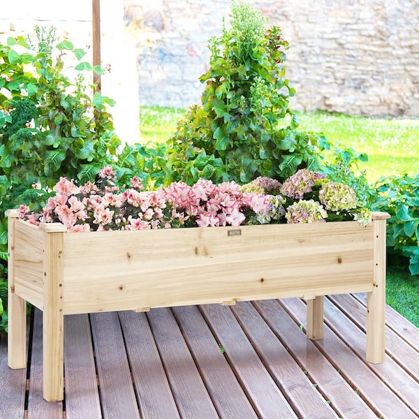 47.5 in. L x 17 in. W x 20 in. H Beige Wood Fir Raised Bed