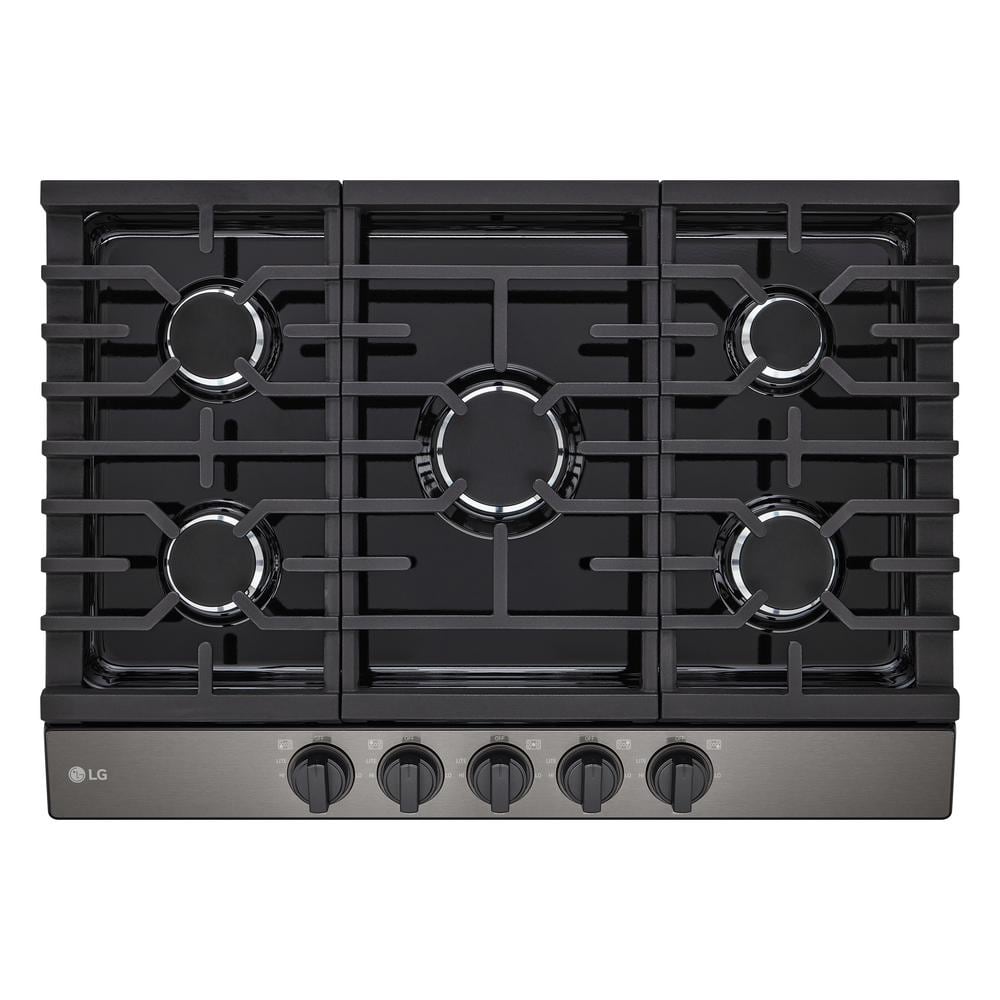 30 in. Gas Cooktop in Black Stainless Steel with 5 Burners and EasyClean