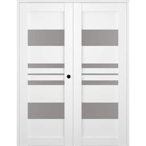 Belldinni Romi 36 in. x 80 in. Both Active 5-Lite Frosted Glass Bianco Noble Finished Wood Composite Double Prehung French Door, White/Bianco Noble