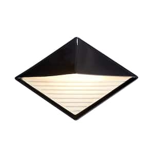 Ambiance Diamond Gloss Black with Matte White Internal Outdoor Integrated LED Sconce