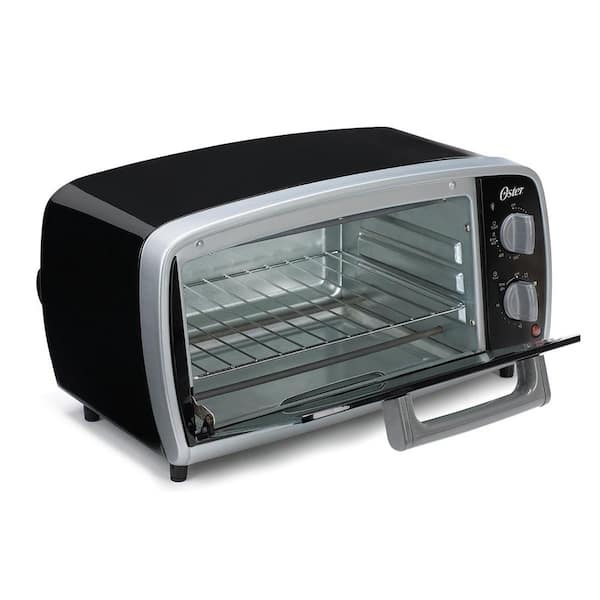 Oster 1000 W 4-Slice Black Toaster Oven with Broiling Rack Insert