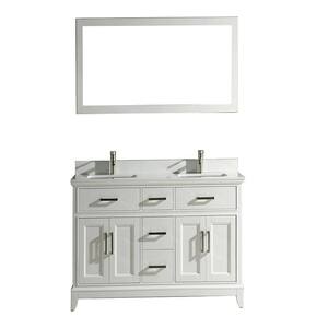 Genoa 60 in. W x 22 in. D x 36 in. H Bath Vanity in White with Engineered Marble Top in White with Basin and Mirror