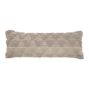 Textured Gray Gradient Geometric Soft Poly-Fill 14 in. x 36 in. Throw Pillow