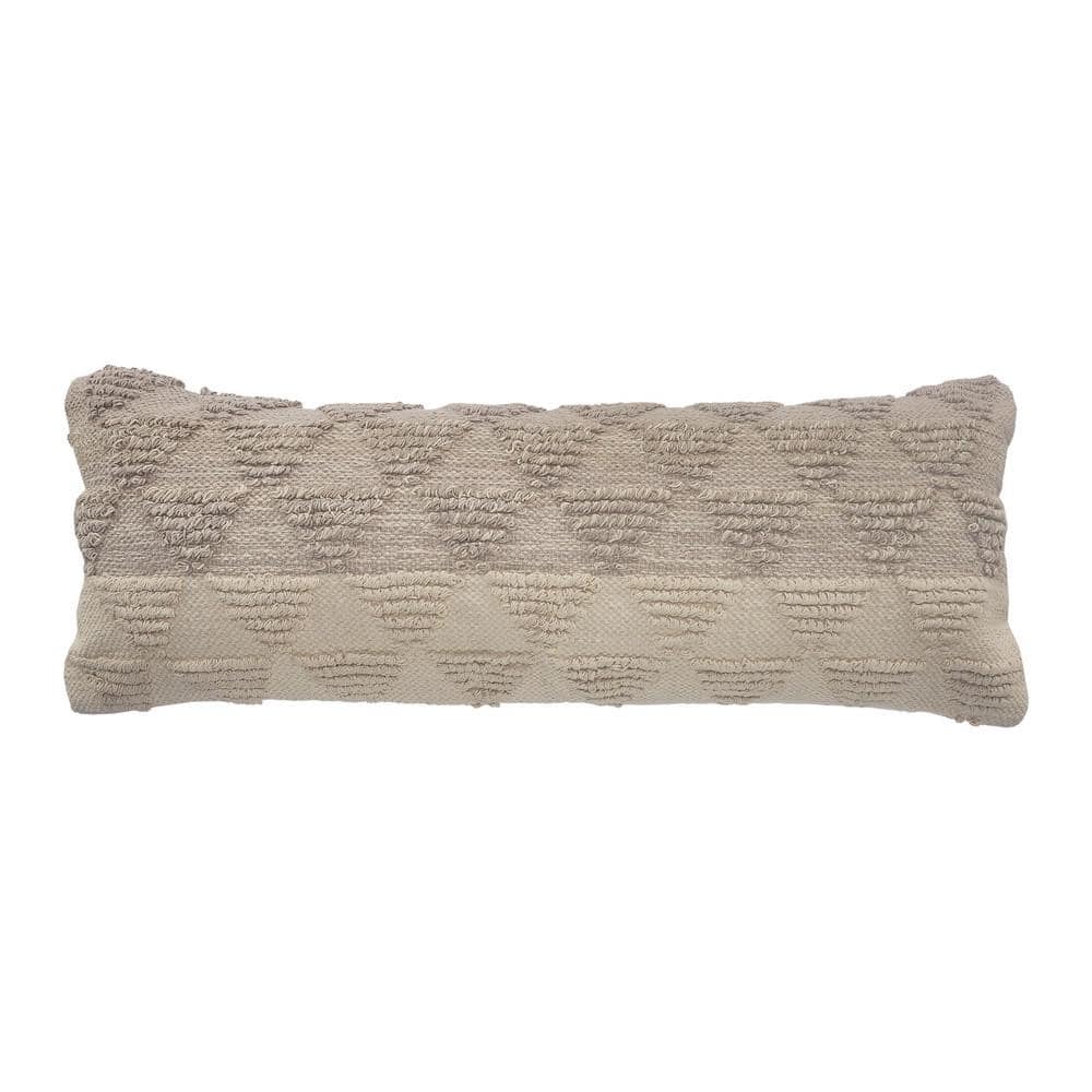 Textured Gray Gradient Geometric Soft Poly-Fill 14 in. x 36 in. Indoor Thro