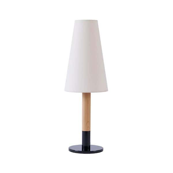 Arthur 18.98 in. LED Oak Wood Modern Empire Dimmable Bedside Nightstand Desk Lamp