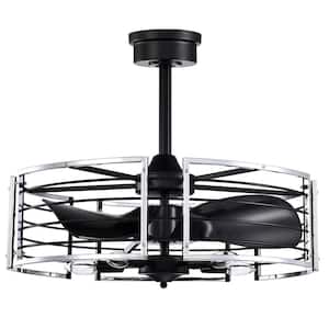 Uli 24 in. 5-Light Indoor Matte Black and Chrome Ceiling Fan with Light Kit and Remote Control