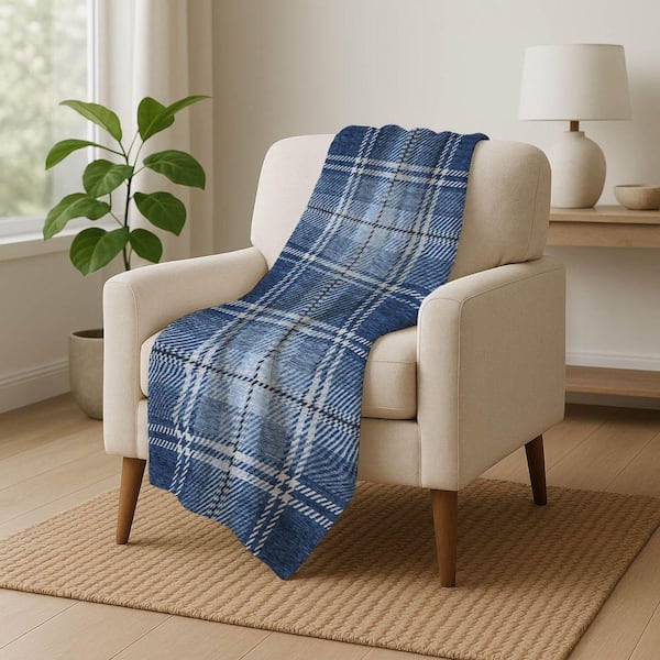 Premium Machine Washable ASB935 Navy 50 in. x 70 in. Sherpa Throw Blanket