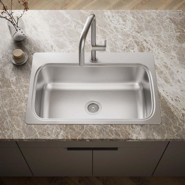 Verse Drop-in Stainless Steel 33 in. 1-Hole Single Bowl Kitchen Sink