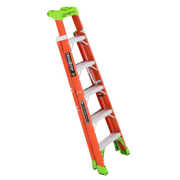 Louisville Ladder Cross Step 6 ft. Fiberglass Leaning Step Ladder (10 ft.  Reach), 300 lbs. Load Capacity, Type IA Duty Rating L-3080-06 - The Home  Depot
