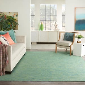 Positano Blue/Green 6 ft. x 9 ft. Solid Modern Indoor/Outdoor Patio Area Rug