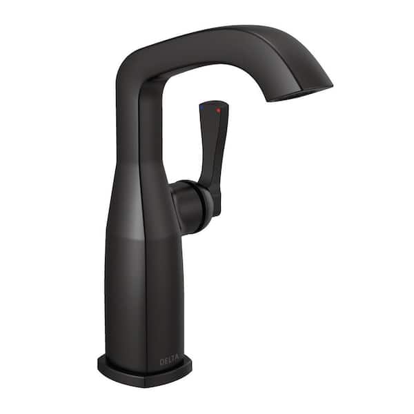 Delta Stryke Mid-Height Single Handle Single Hole Bathroom Faucet in Matte Black