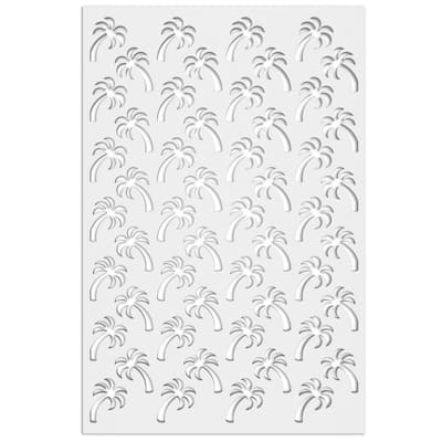 Palm Tree 4 ft. x 32 in. White Vinyl Decorative Screen Panel