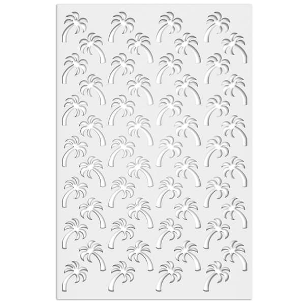 Acurio Latticeworks Palm Tree 4 ft. x 32 in. White Vinyl Decorative Screen Panel